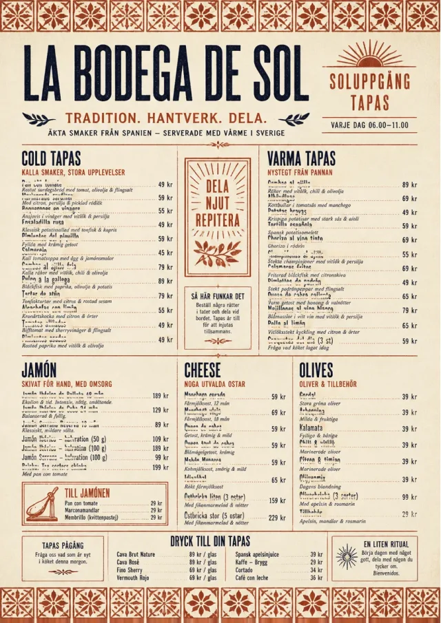 tapas heritage tradition tapas-menu menu template preview