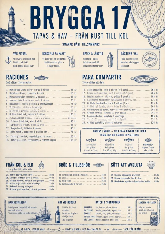 Coastal Regional tapas-menu menu template preview