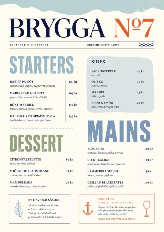 Chef Carte Brève tapas-menu menu template preview