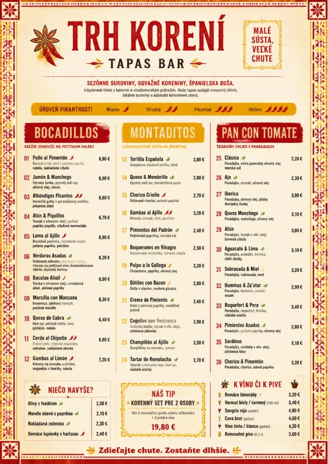 Spice Market Bold tapas-menu menu template preview