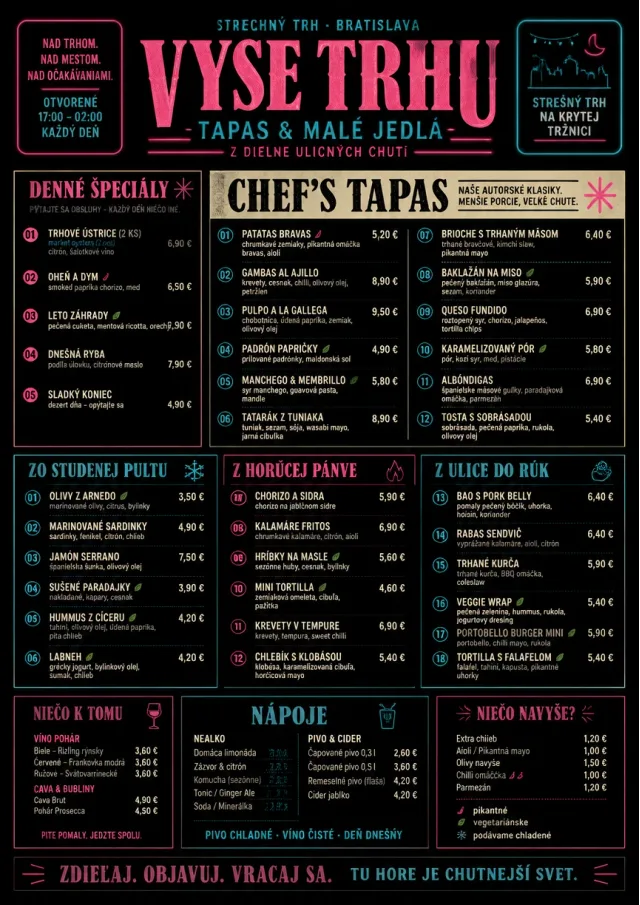 Night Market Neon tapas-menu menu template preview