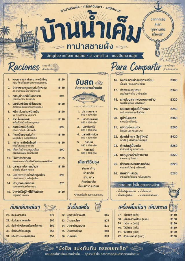 Coastal Regional tapas-menu menu template preview