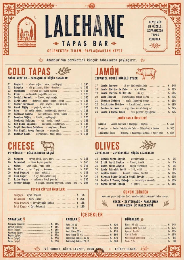 Heritage Tradition tapas-menu menu template preview