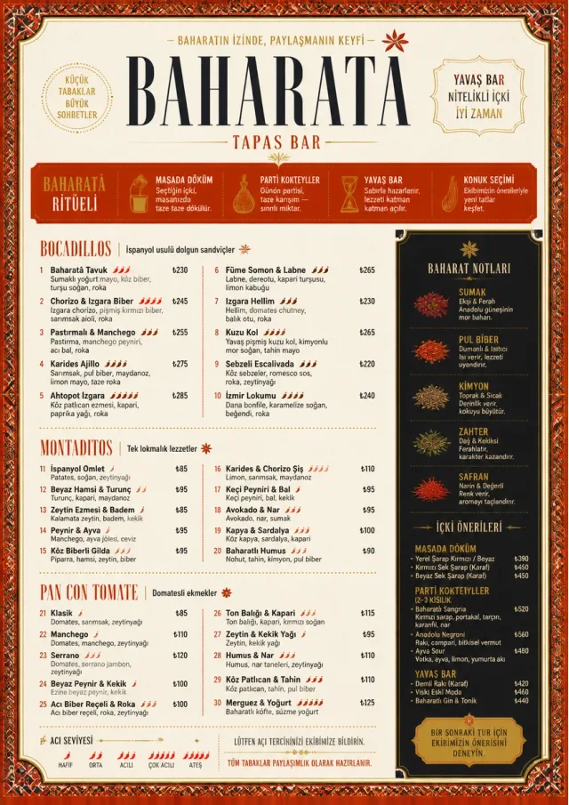 Spice Market Bold tapas-menu menu template preview