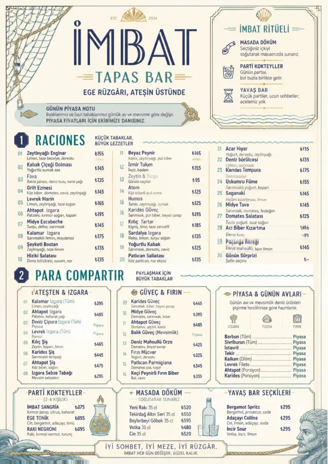 Coastal Regional tapas-menu menu template preview