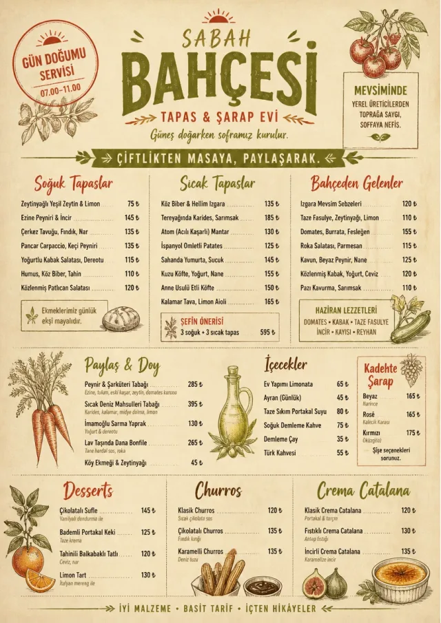 Farm Table Rustic tapas-menu menu template preview