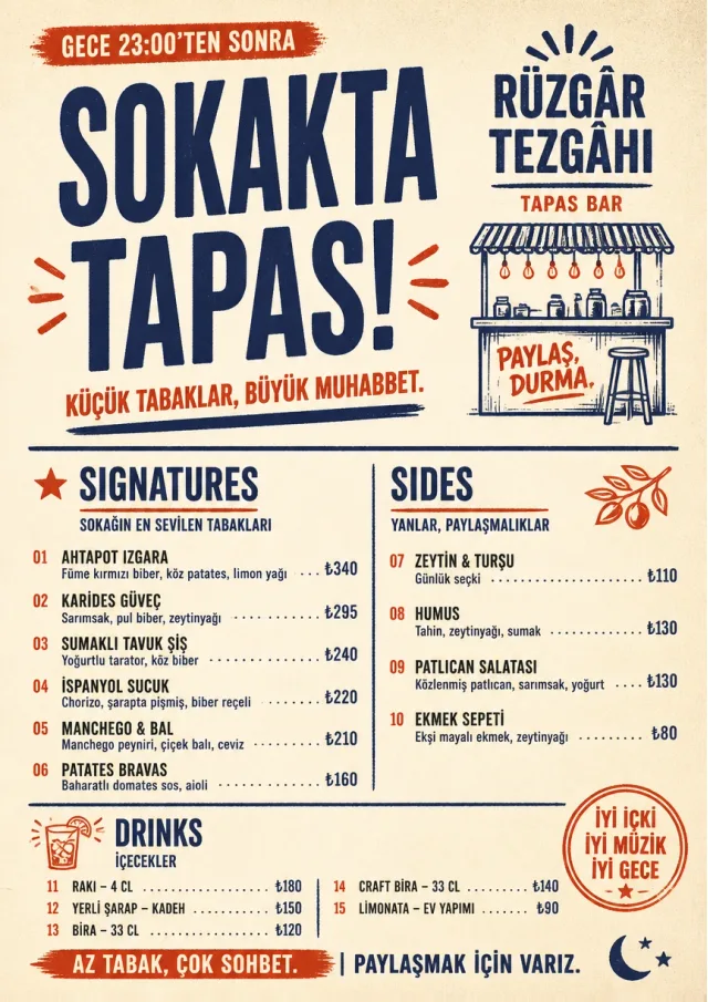 Street Stall Flyer tapas-menu menu template preview