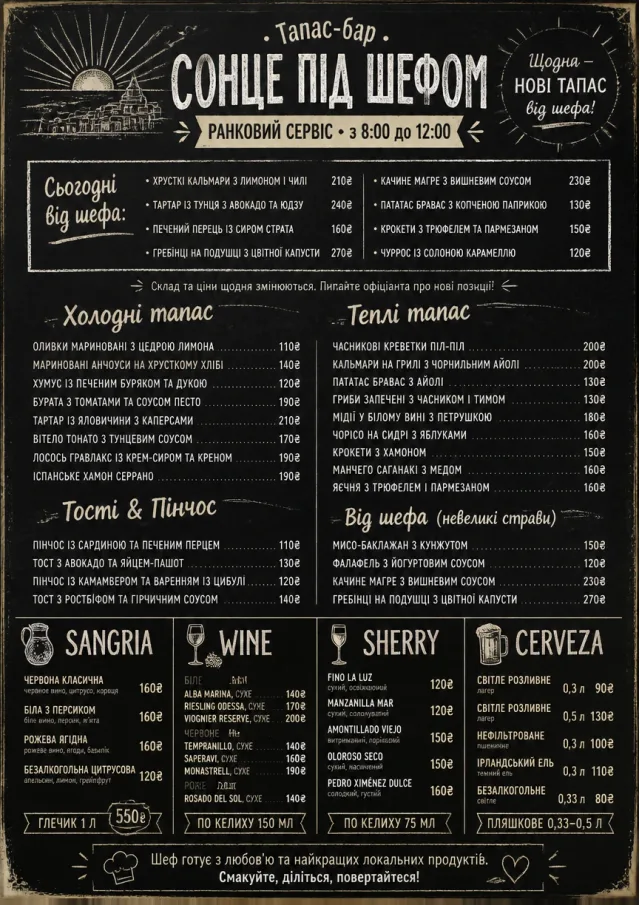 Chef Specials Board tapas-menu menu template preview