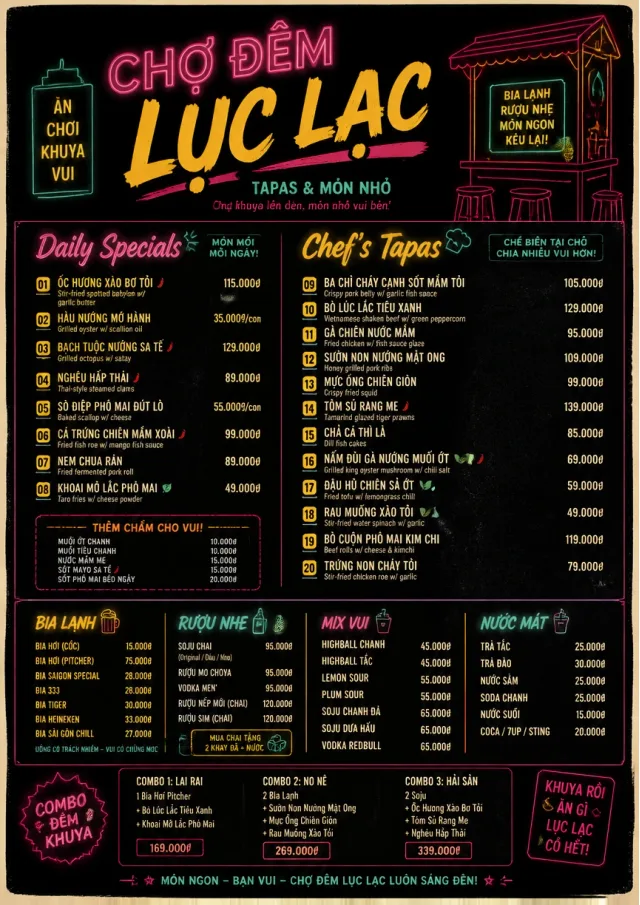 tapas night market neon tapas-menu menu template preview