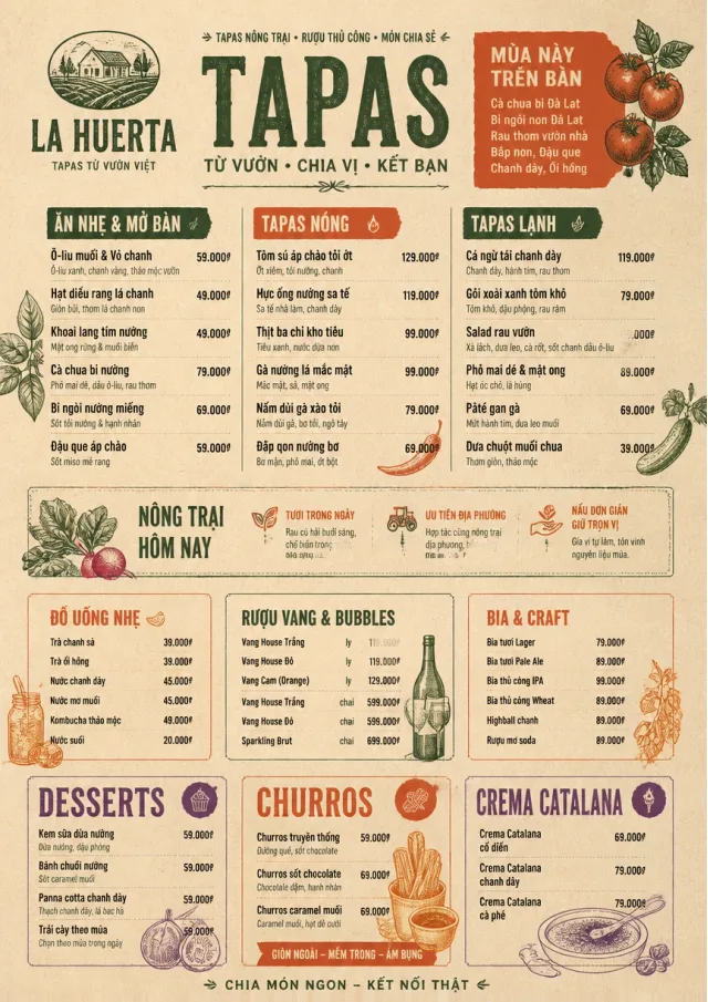 Farm Table Rustic tapas-menu menu template preview