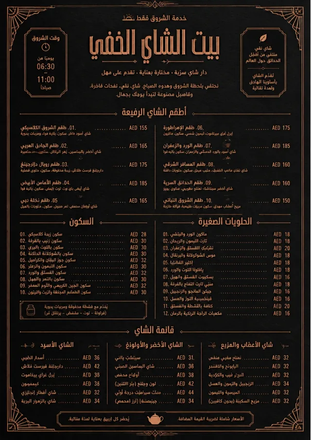 Speakeasy Spirits tea-menu menu template preview