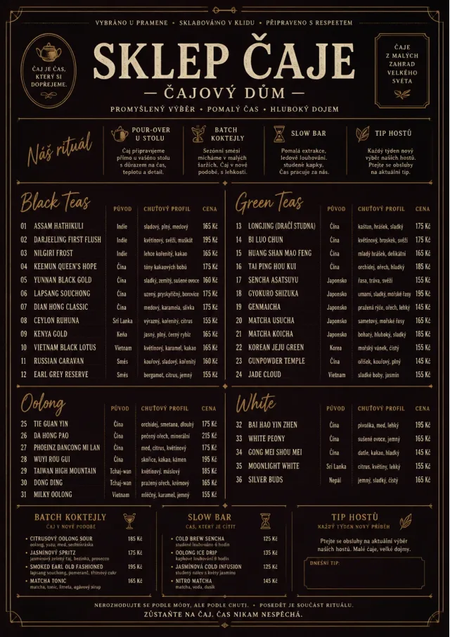 Editorial Cellar tea-menu menu template preview