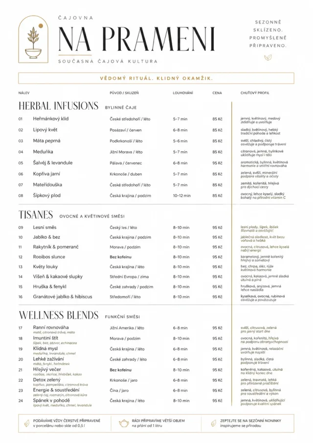 Modern Minimal Pour tea-menu menu template preview