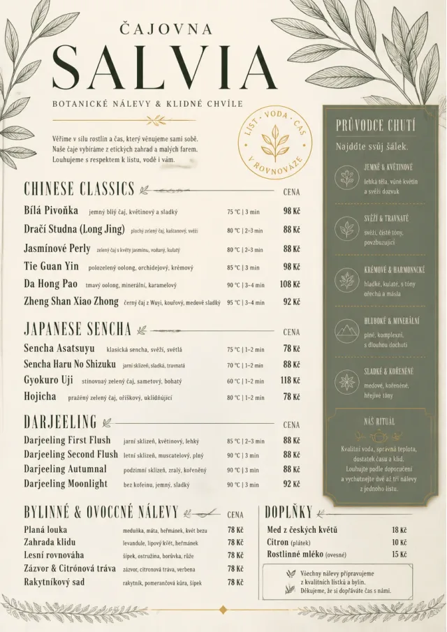 Botanical Infusion tea-menu menu template preview