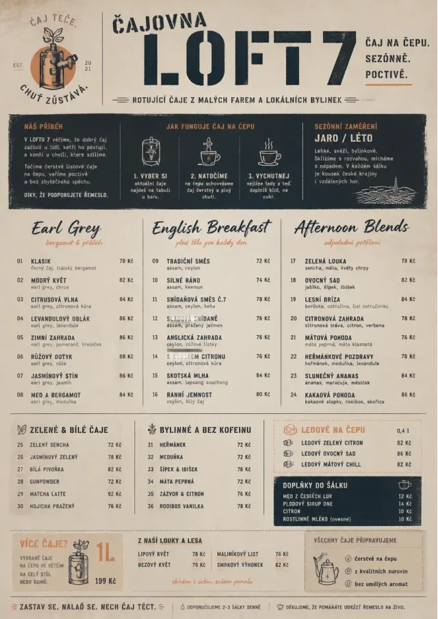 Industrial Craft tea-menu menu template preview