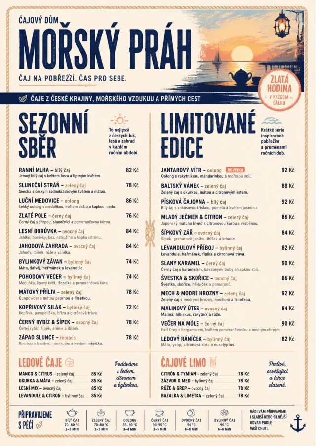 Coastal Sunset tea-menu menu template preview