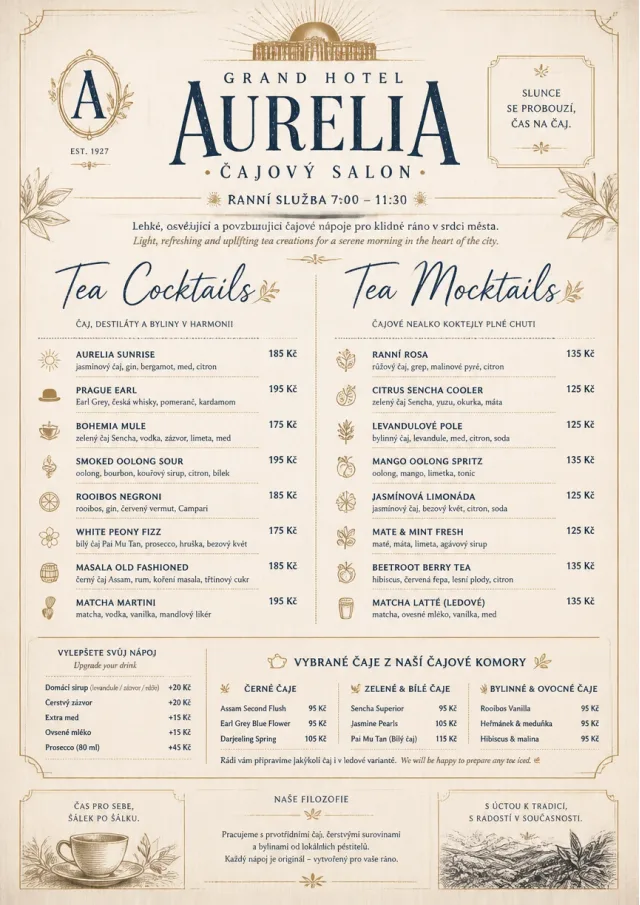 Luxury Hotel Lounge tea-menu menu template preview