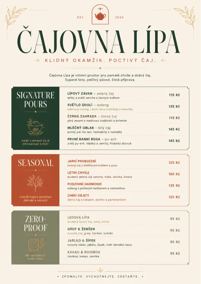 Boutique Pour Card tea-menu menu template preview