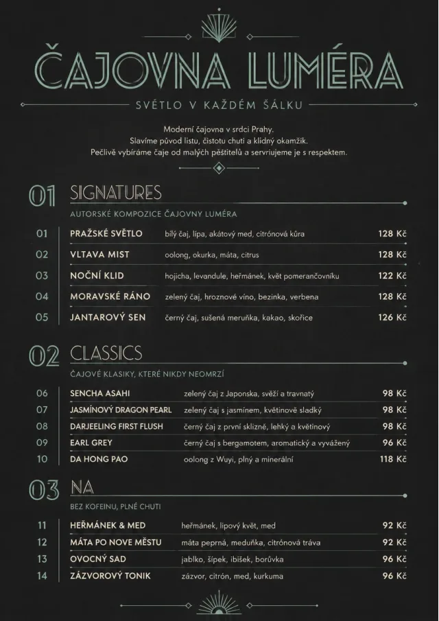 Mono Bar Minimal tea-menu menu template preview