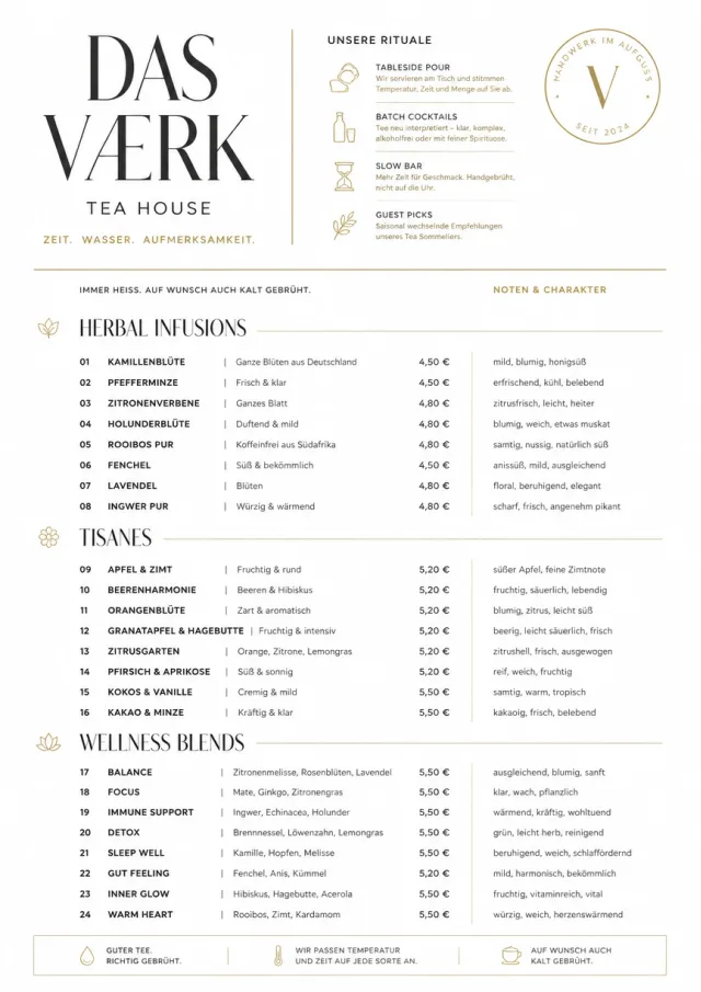 Modern Minimal Pour tea-menu menu template preview