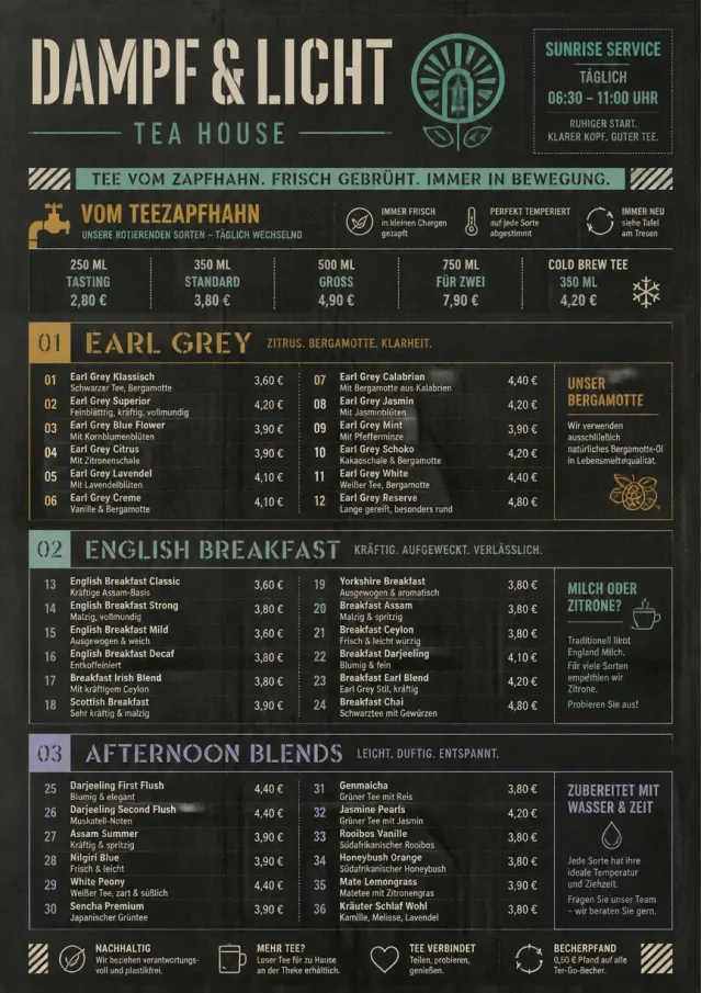 Industrial Craft tea-menu menu template preview