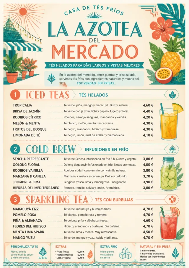Tropical Refresh tea-menu menu template preview