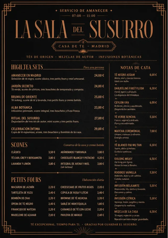 Speakeasy Spirits tea-menu menu template preview