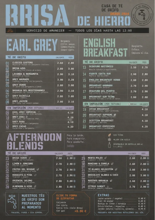 Industrial Craft tea-menu menu template preview
