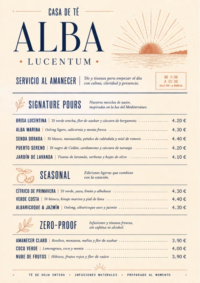 Boutique Pour Card tea-menu menu template preview