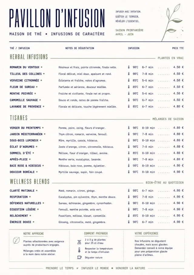 Modern Minimal Pour tea-menu menu template preview