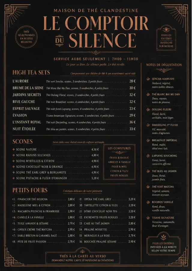 Speakeasy Spirits tea-menu menu template preview