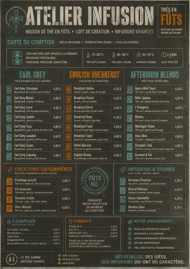 Industrial Craft tea-menu menu template preview