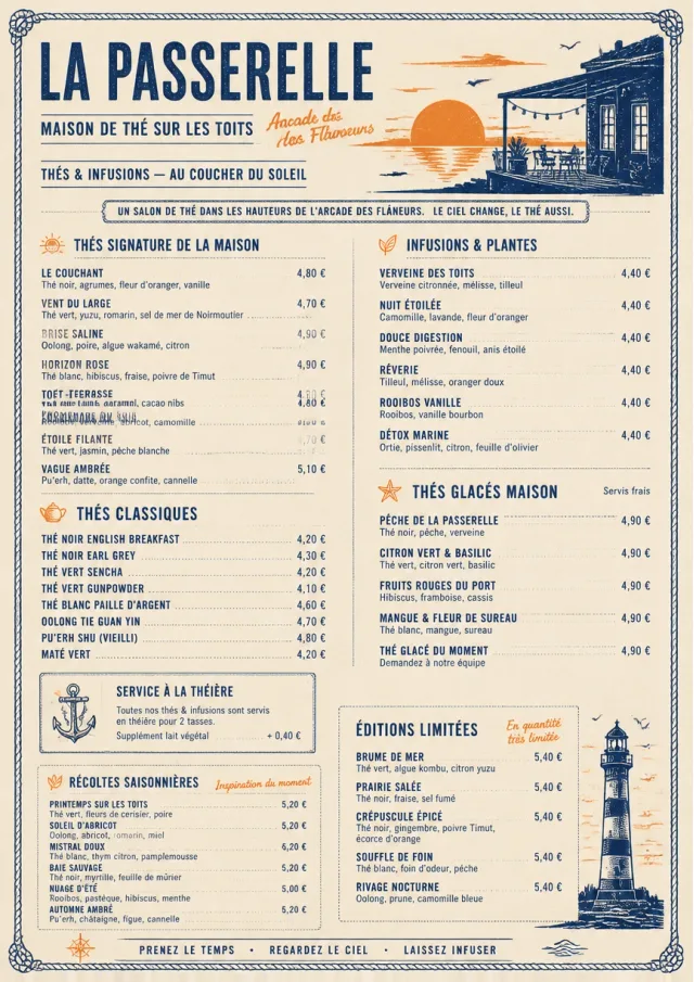 Coastal Sunset tea-menu menu template preview