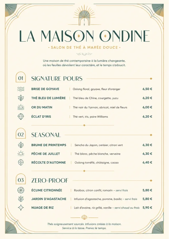 Boutique Pour Card tea-menu menu template preview