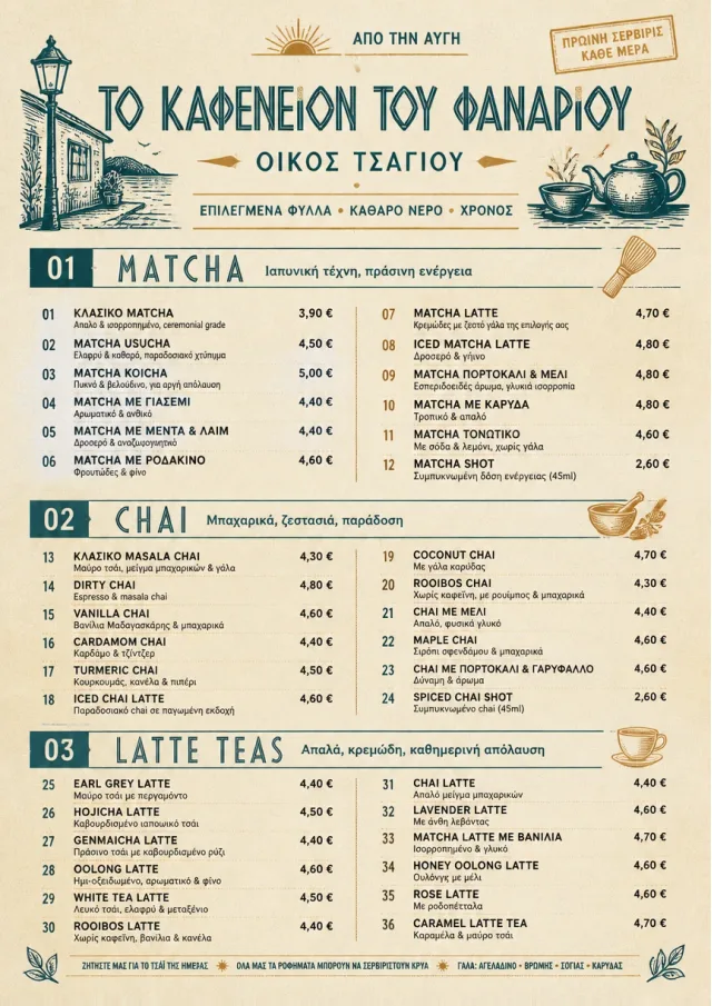 Heritage Taproom tea-menu menu template preview