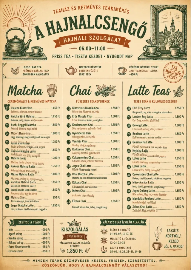 Heritage Taproom tea-menu menu template preview