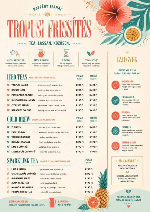 Tropical Refresh tea-menu menu template preview