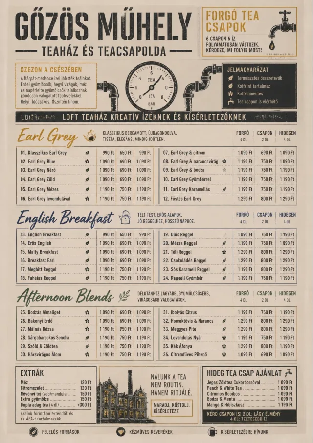 Industrial Craft tea-menu menu template preview