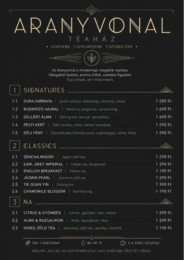 Mono Bar Minimal tea-menu menu template preview