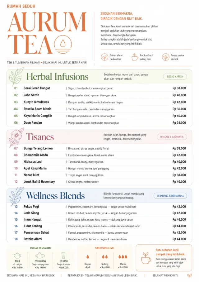 Modern Minimal Pour tea-menu menu template preview