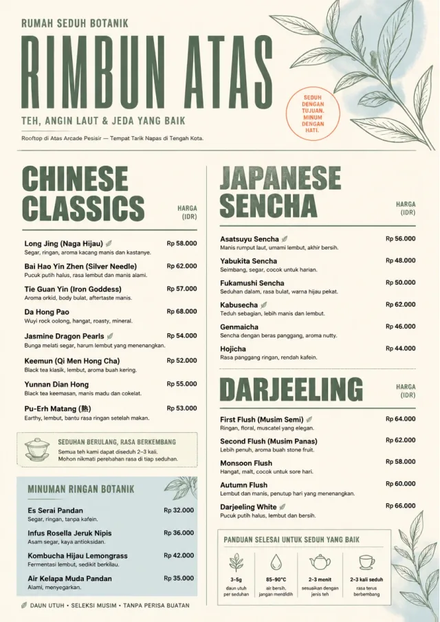 Botanical Infusion tea-menu menu template preview
