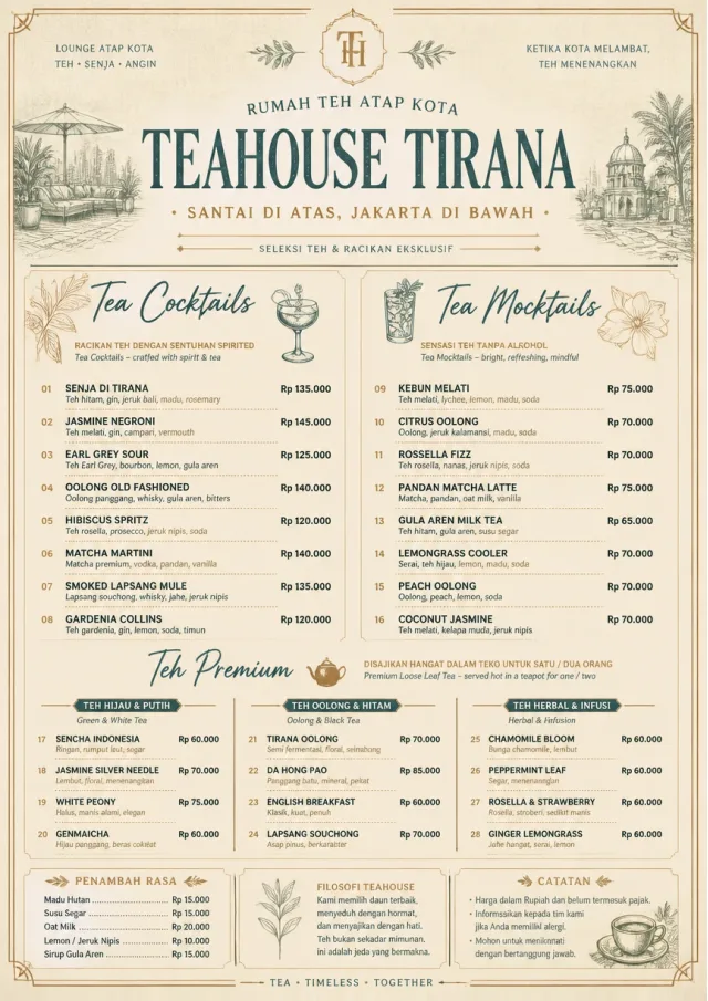 Luxury Hotel Lounge tea-menu menu template preview