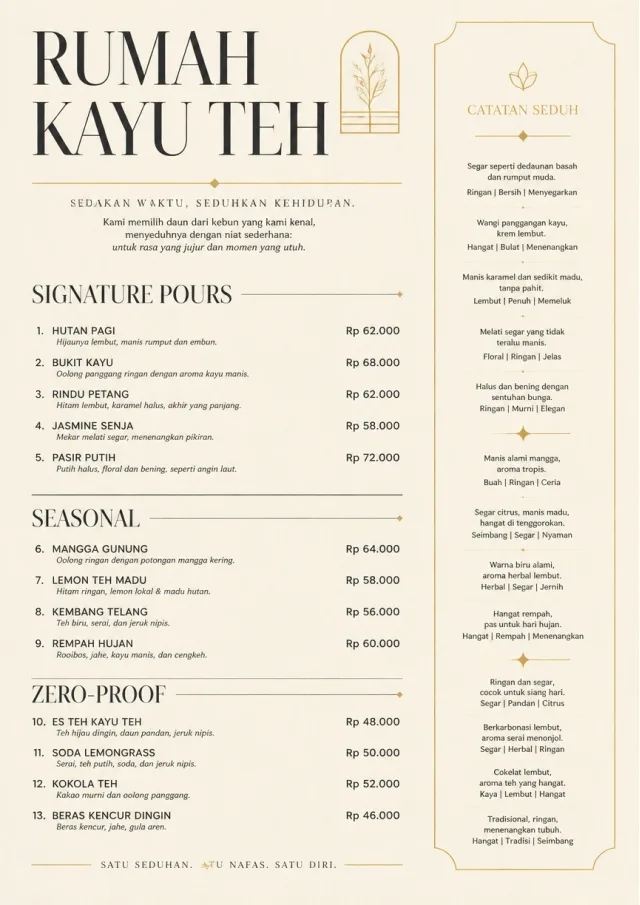 Boutique Pour Card tea-menu menu template preview