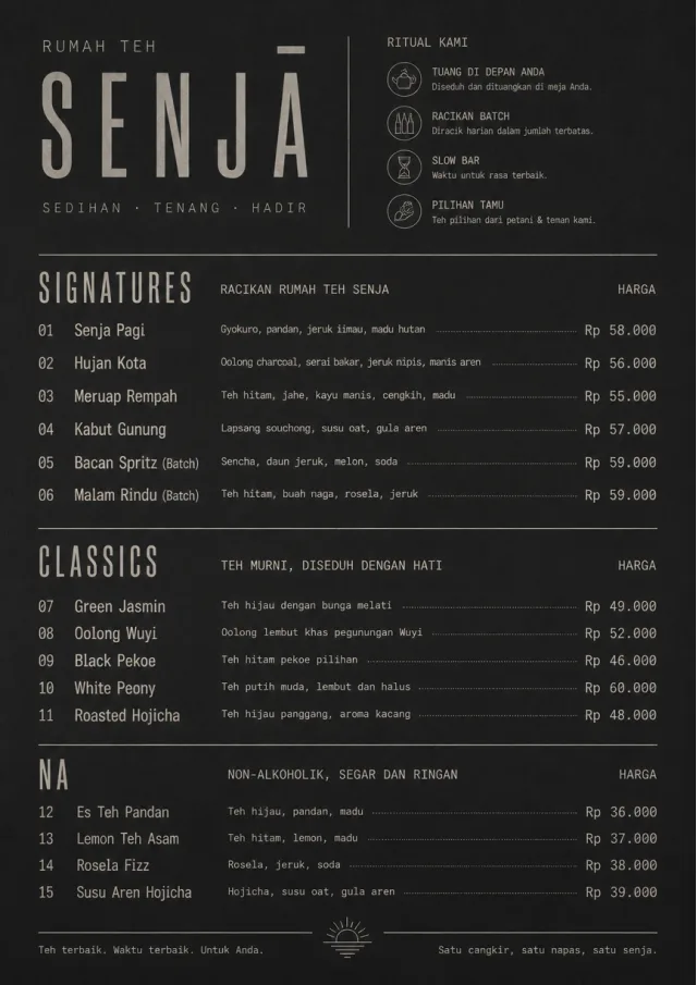 Mono Bar Minimal tea-menu menu template preview