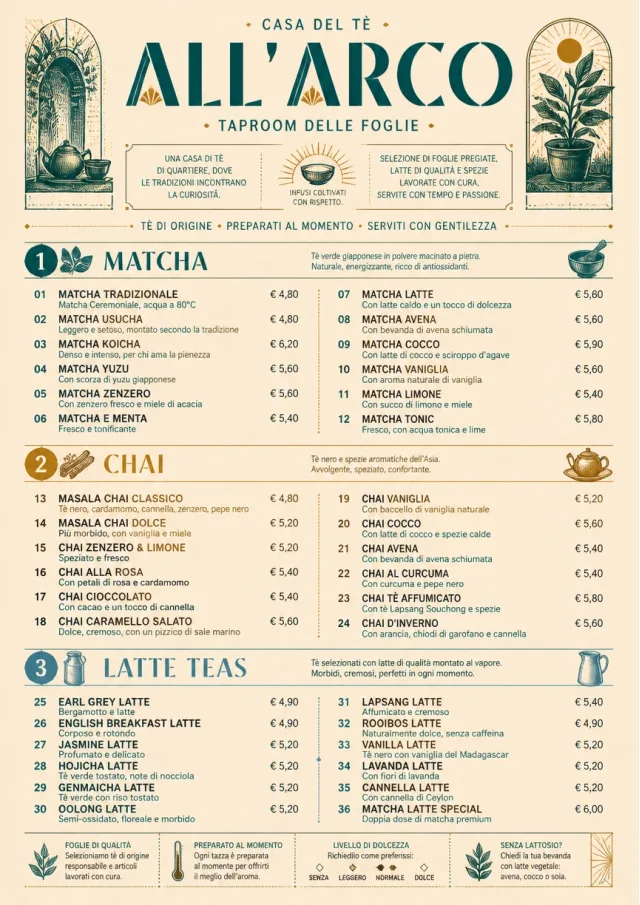 Heritage Taproom tea-menu menu template preview