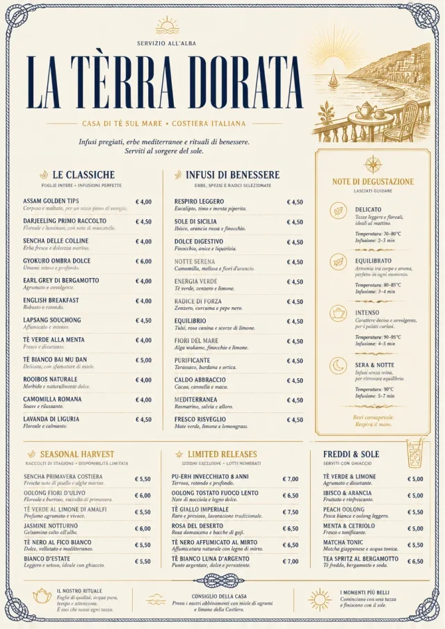 Coastal Sunset tea-menu menu template preview