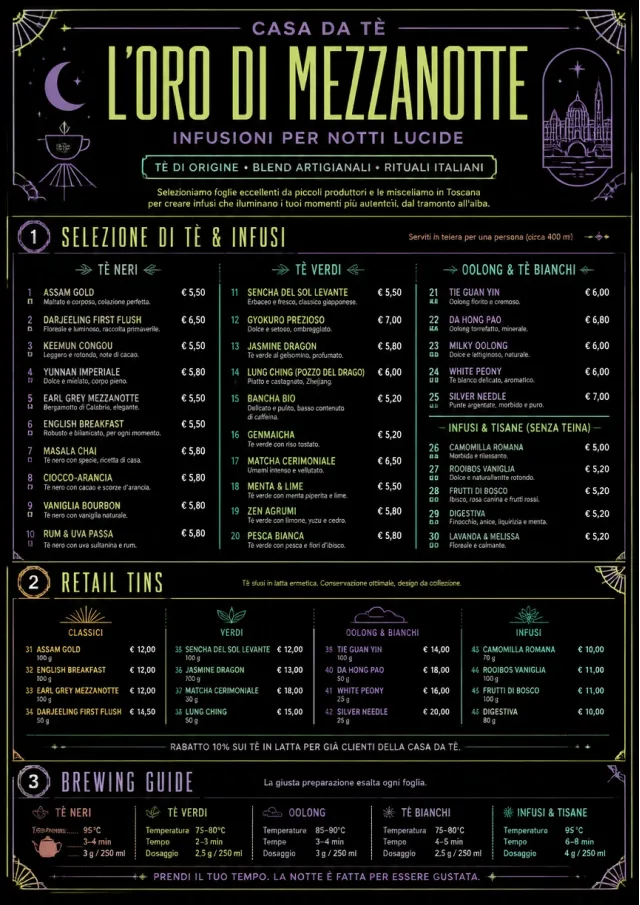 Neon Night Pour tea-menu menu template preview