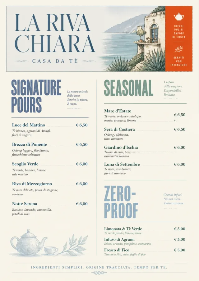 Boutique Pour Card tea-menu menu template preview
