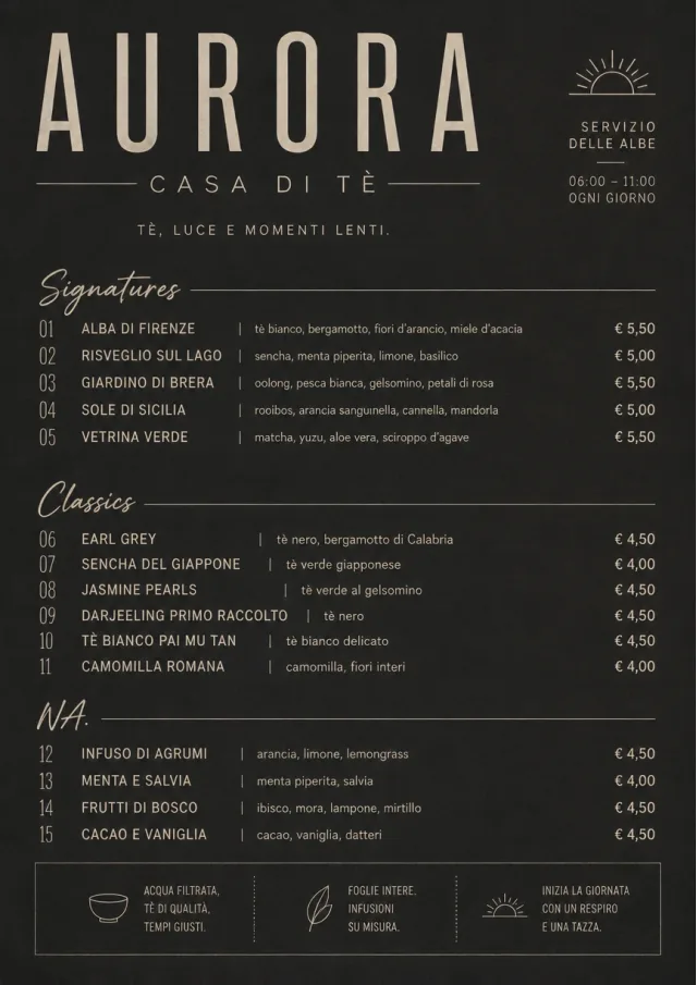 Mono Bar Minimal tea-menu menu template preview