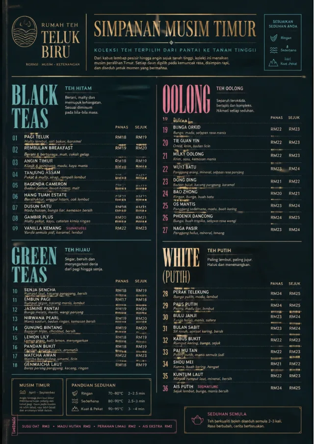 Editorial Cellar tea-menu menu template preview